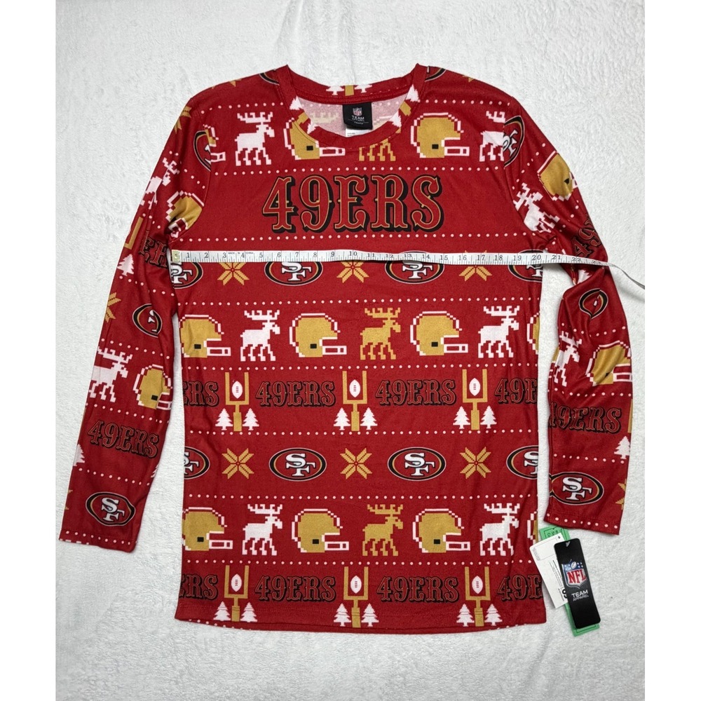 Youth XL San Francisco 49ers Logo Allover Print NWT Long Sleeve Pajama Top - Picture 3 of 8